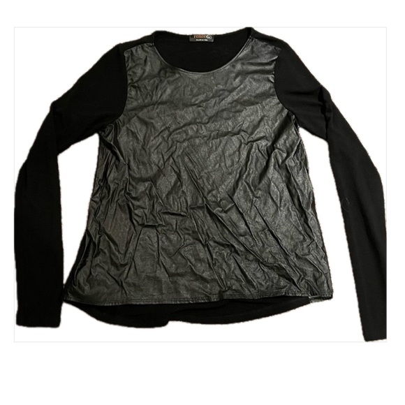 Renee C. Tops - NEW Renee C. Faux leather front top
